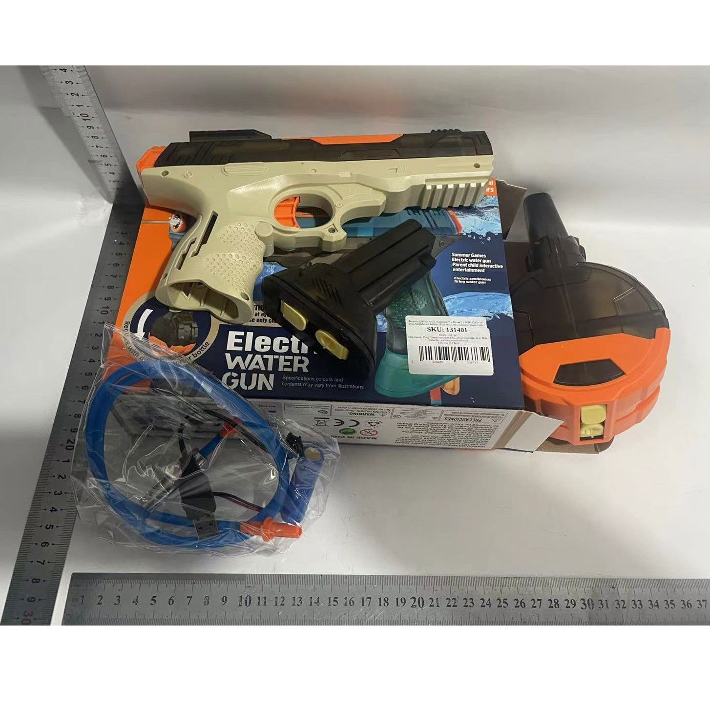 Pistol cu Apa Electric, Flippy, 2 Rezervoare 75/350 ml, din ABS+Silicon, Baterie, Incarcare USB, Conectare la Furtun, +6 Ani, Maro [7]