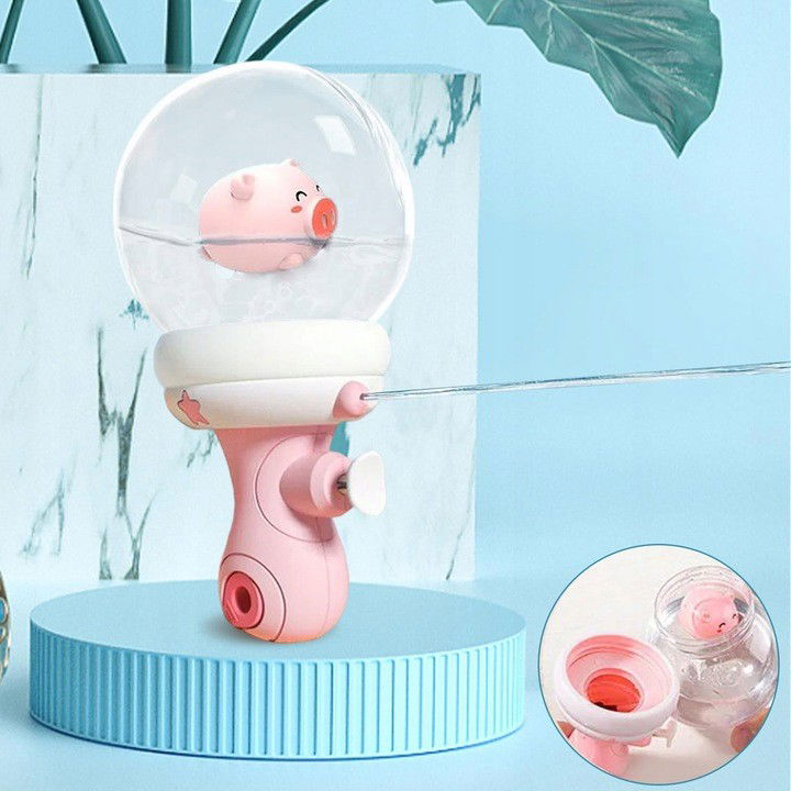 Pistol cu Apa pentru Copii, Flippy, Multifunctional, Capacitate 300 mL, Model Purcelus, 9x9x17cm, Plastic, Roz [5]