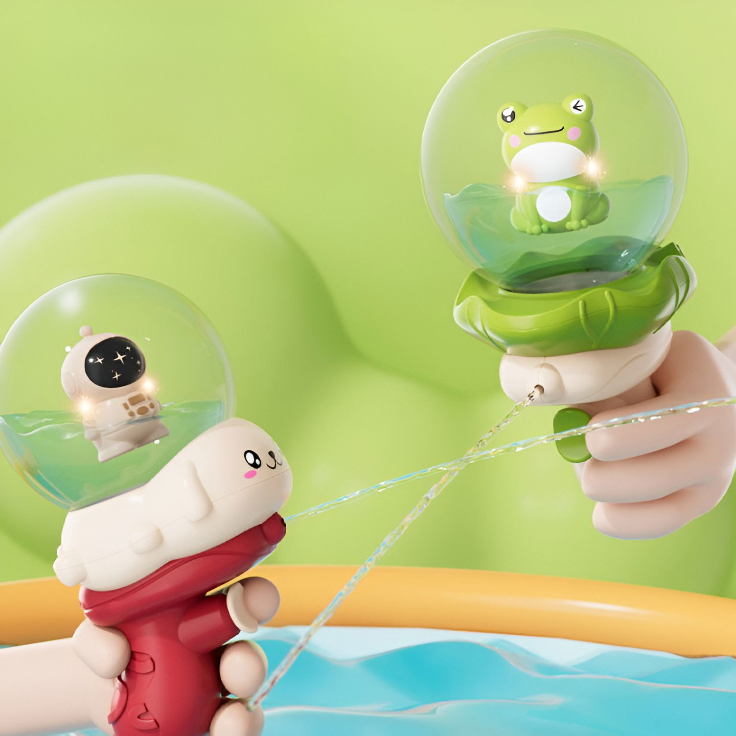 Pistol cu Apa pentru Copii, Flippy, Multifunctional, Capacitate 250 mL, Model Broscuta, 15.6x8x8.6 cm, ABS, Verde [3]