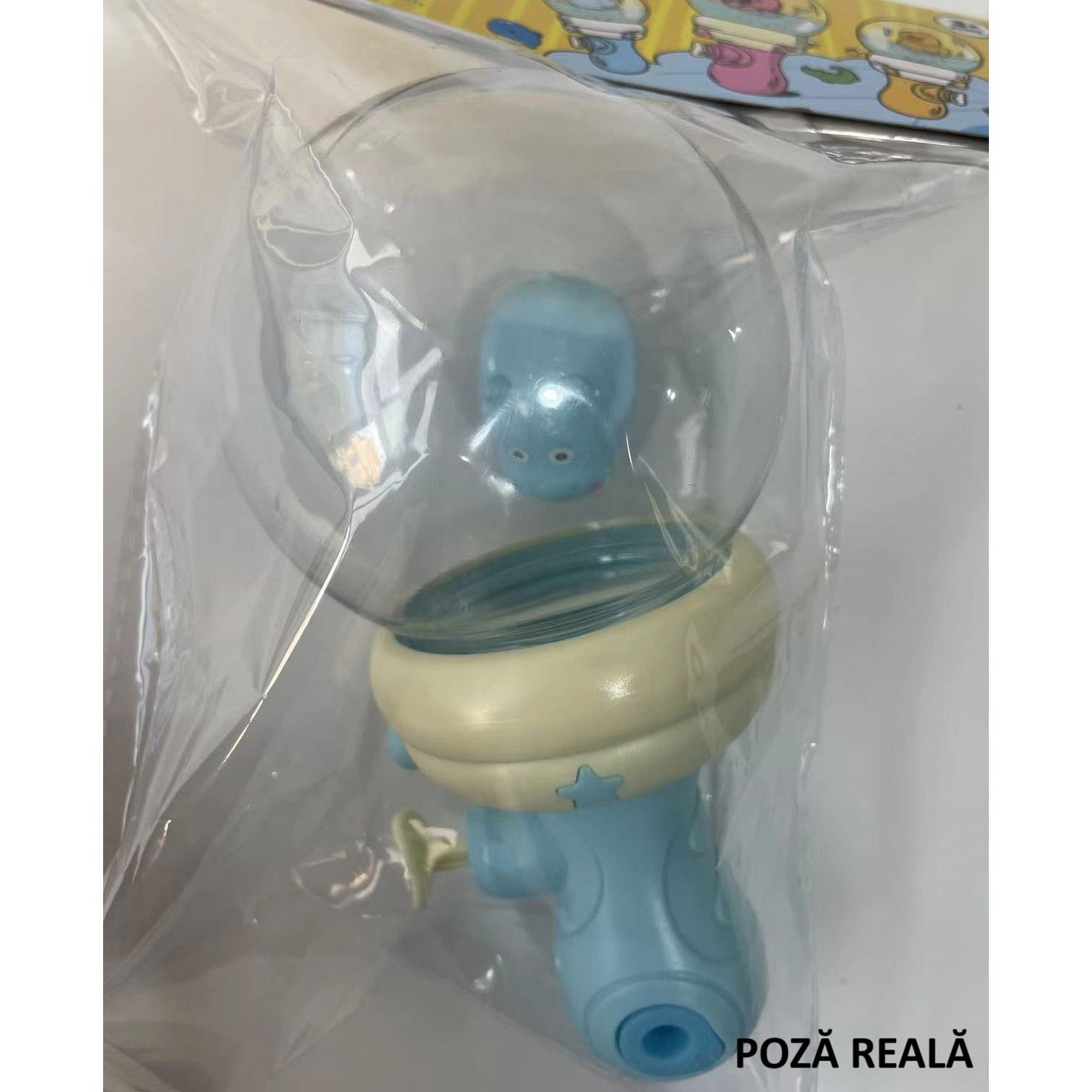 Pistol cu Apa pentru Copii, Flippy, Multifunctional, Capacitate 300 mL, Model Hipopotam, 9x9x17cm, Plastic, Albastru [7]