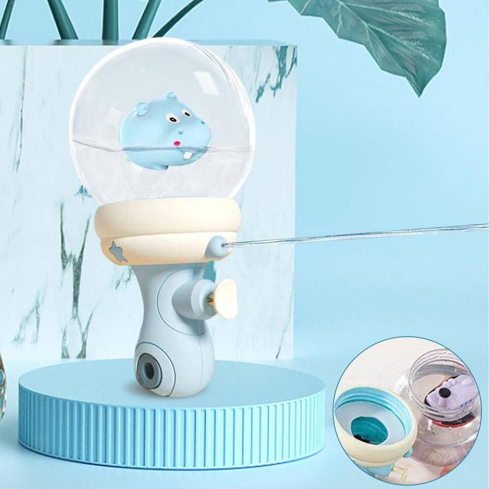 Pistol cu Apa pentru Copii, Flippy, Multifunctional, Capacitate 300 mL, Model Hipopotam, 9x9x17cm, Plastic, Albastru [5]