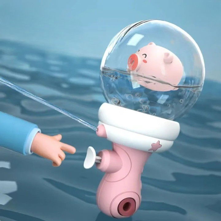 Pistol cu Apa pentru Copii, Flippy, Multifunctional, Capacitate 300 mL, Model Purcelus, 9x9x17cm, Plastic, Roz [3]