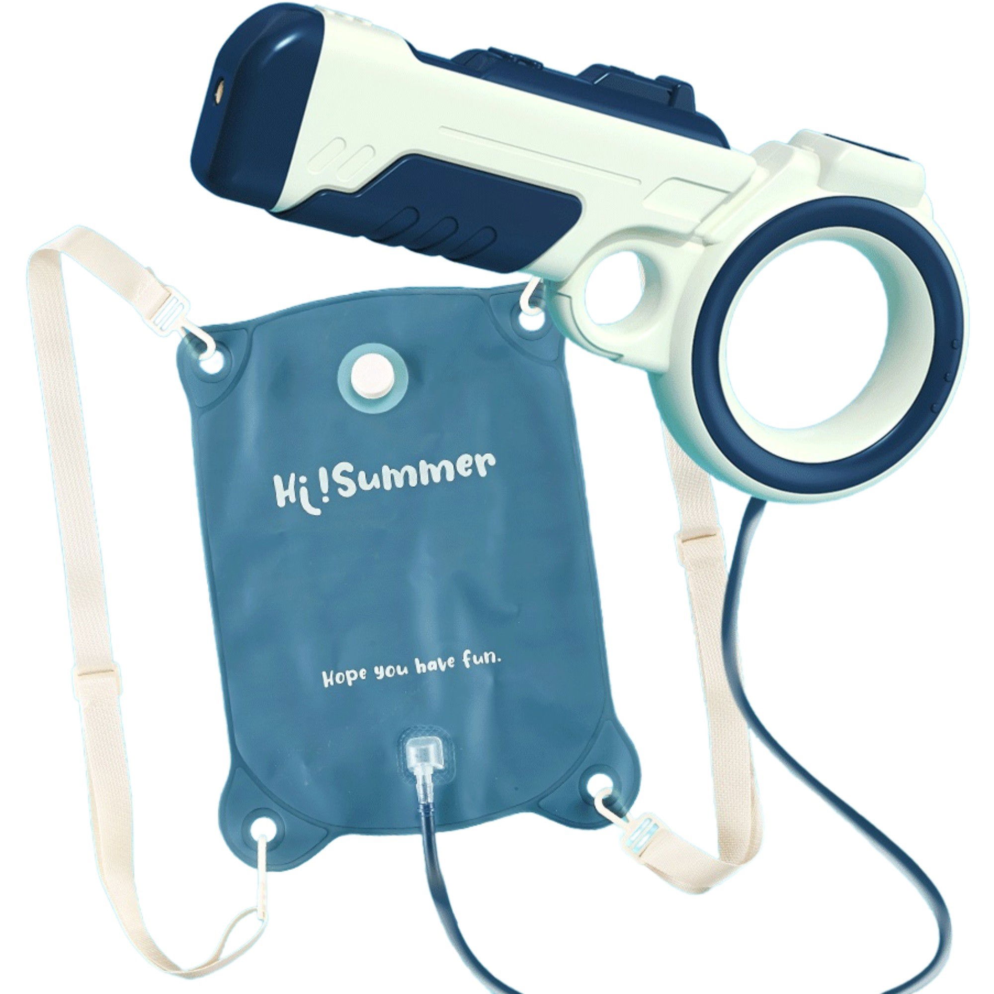 Pistoale cu apa - Pistol cu apa pentru copii Flippy, rezervor tip ghiozdan, 1500 ml, reglabil, material ABS/silicon, distanta improscare 8 metri, tragaci cu presiune, 12.5 x 28 cm, albastru