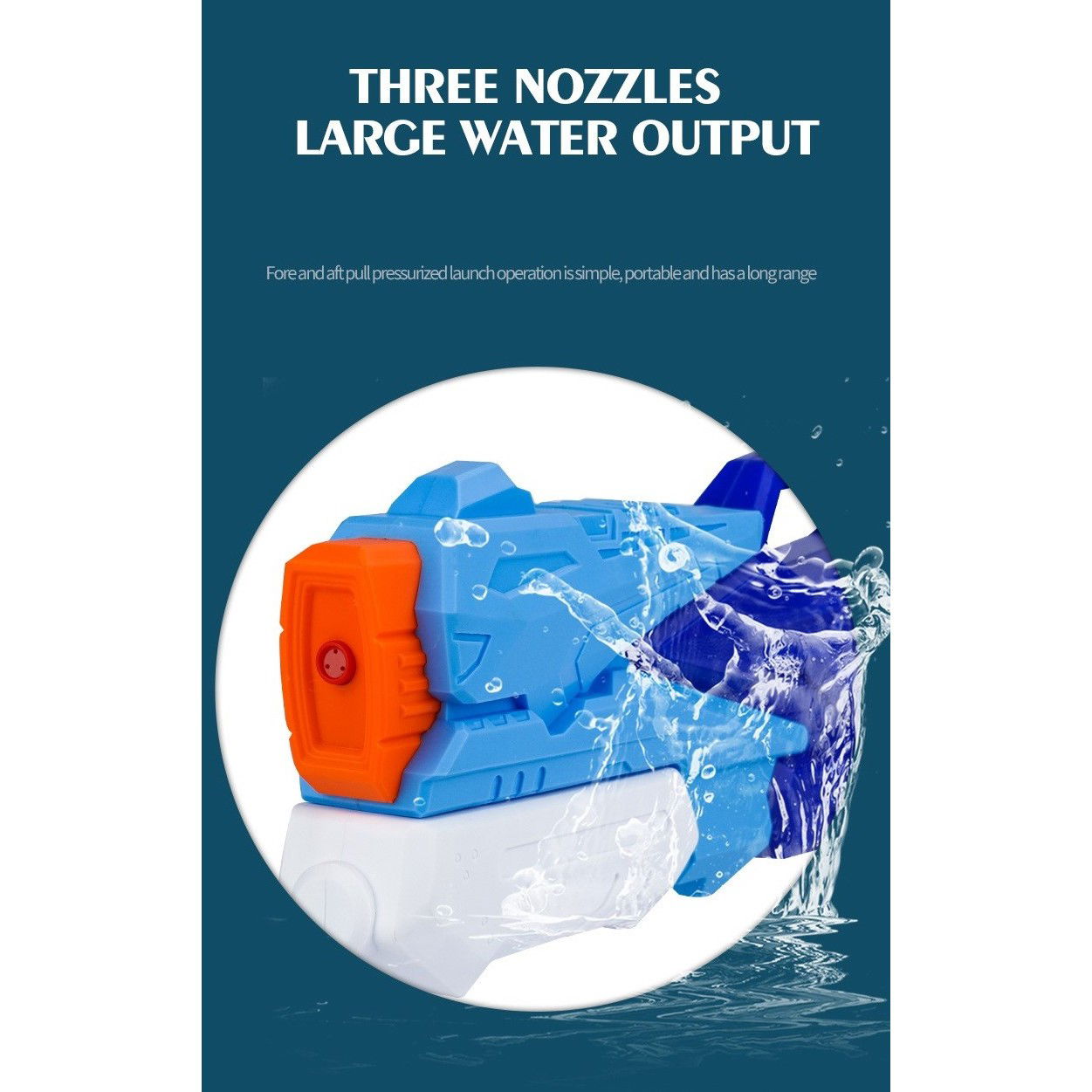 Pistol cu Apa pentru Copii, Rezervor, Pentru Piscina/Plaja, Flippy, 6ani+, 3 duze, Albastru, 500ML [7]