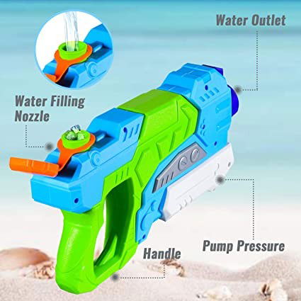 Pistol cu Apa pentru Copii, Rezervor, Pentru Piscina/Plaja, Flippy, 6ani+, Verde/Albastru, 550ML [5]