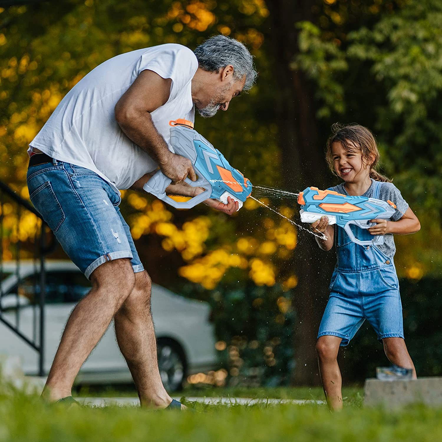 Pistol cu Apa pentru Copii, Rezervor, Pentru Piscina/Plaja, Flippy, 6ani+, Albastru, 4 duze, 900ML [4]