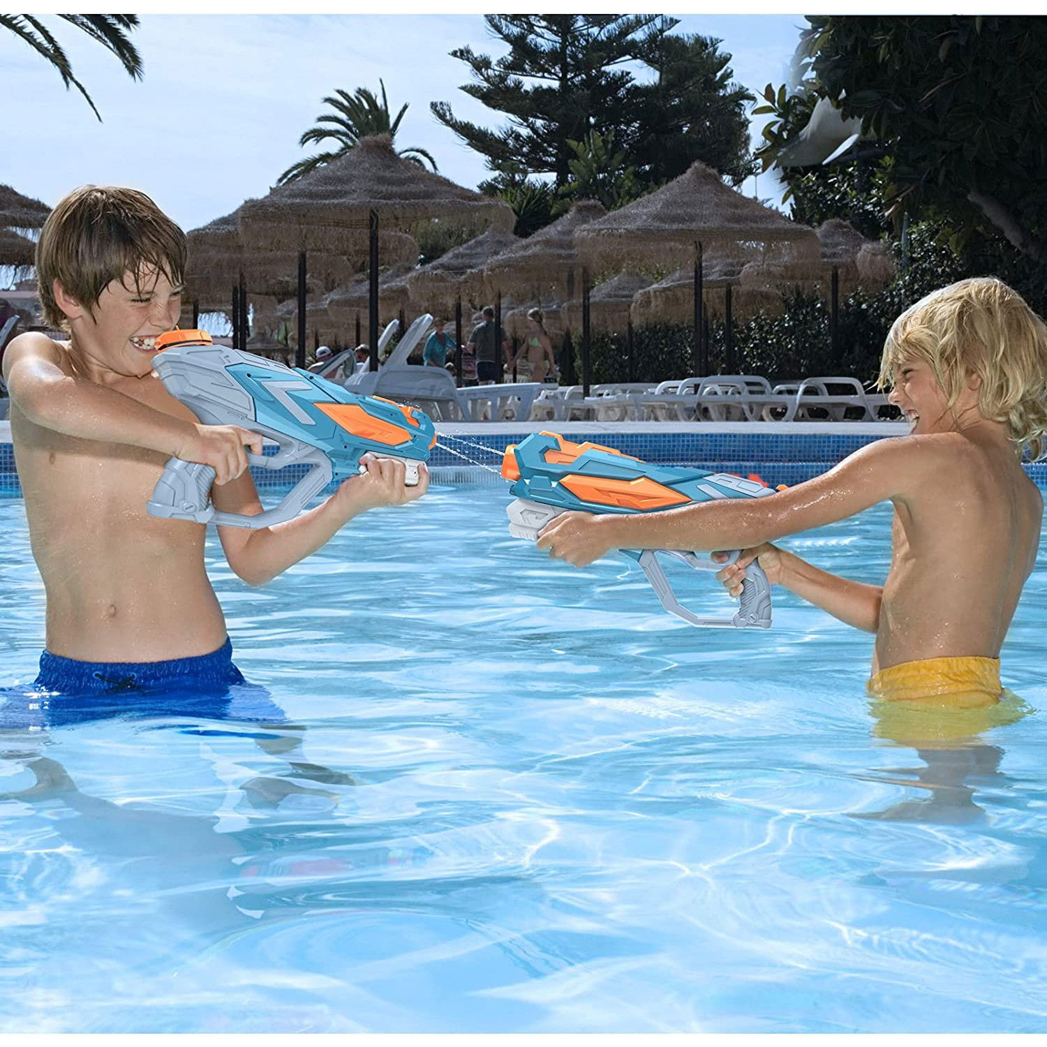 Pistol cu Apa pentru Copii, Rezervor, Pentru Piscina/Plaja, Flippy, 6ani+, Albastru, 4 duze, 900ML [3]