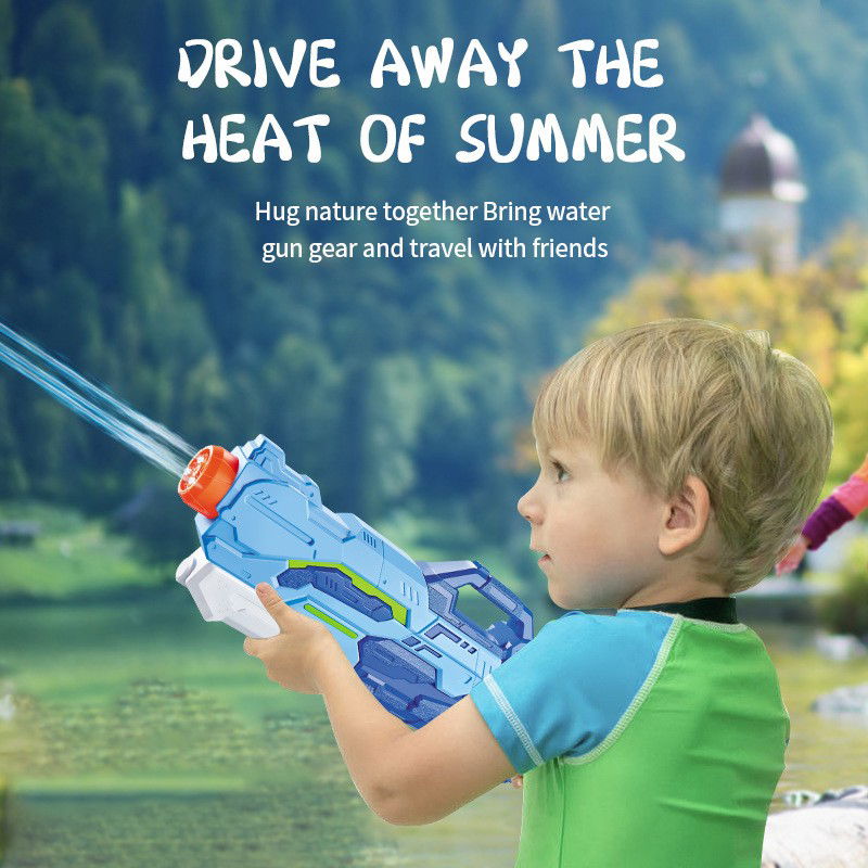 Pistoale cu apa - Pistol cu Apa pentru Copii, Rezervor, Pentru Piscina/Plaja, Flippy, 6ani+, 4 duze, Albastru, 1500ML