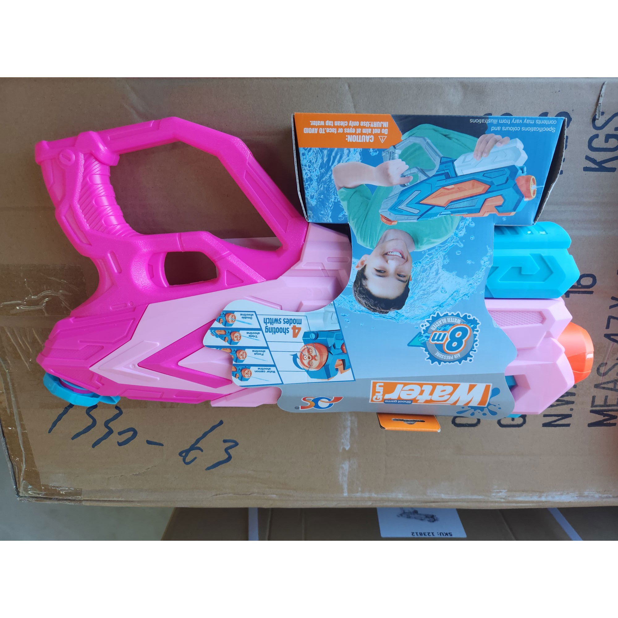 Pistoale cu apa - Pistol cu Apa pentru Copii, Flippy, Rezervor 900ml, Raza de Actiune 8m, 6ani+, 4 Duze, Roz