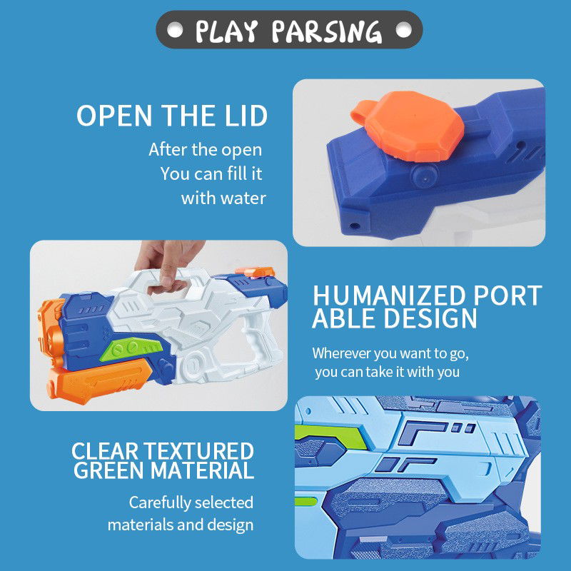 Pistol cu Apa pentru Copii, Rezervor, Pentru Piscina/Plaja, Flippy, 6ani+, 4 duze, Albastru, 1500ML [4]