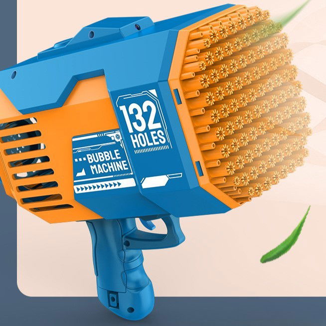 Pistol pentru Baloane de Sapun, Flippy, 132 de Gauri, Lumini Colorate, Tavita, Lichid, Baterie de Li, Cablu de Incarcare, 25cm x 13cm x 26cm, Albastru [3]