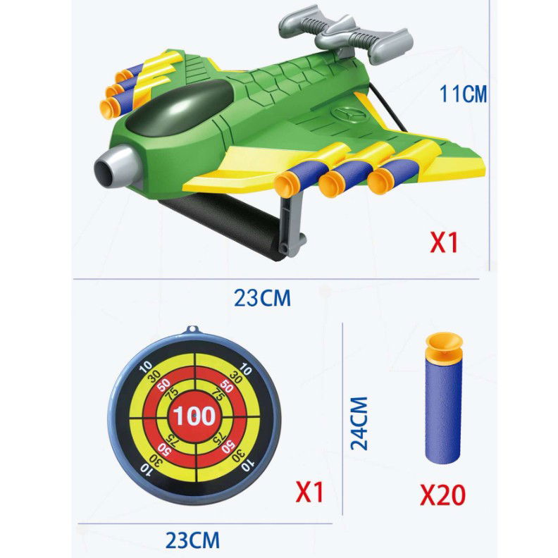 Jucaruie cu Lansator pentru Copii, Flippy, Lanseaza Manual, Tinta, Avion, 20 de Gloante din Material Moale, Joc Interactiv, 24x23.5x6.3 cm, Verde [5]