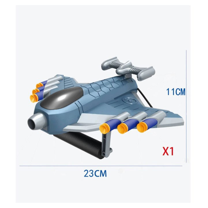 Jucaruie cu Lansator pentru Copii, Flippy, Lanseaza Manual, Tinta, Avion, 20 de Gloante din Material Moale, Joc Interactiv, 24x23.5x6.3 cm, Gri [4]