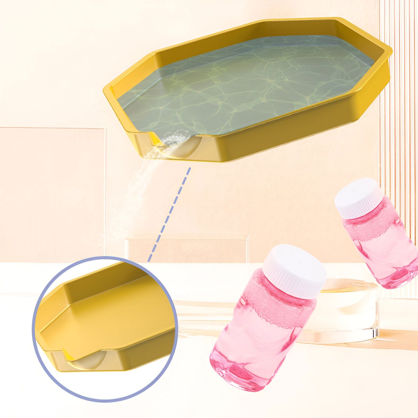 Pistol pentru Baloane de Sapun, Flippy, 69 de Gauri, Lumini Colorate, Tavita, Lichid, Baterie de Li, Cablu de Incarcare, 24cm x 14cm x 24cm, Roz [7]