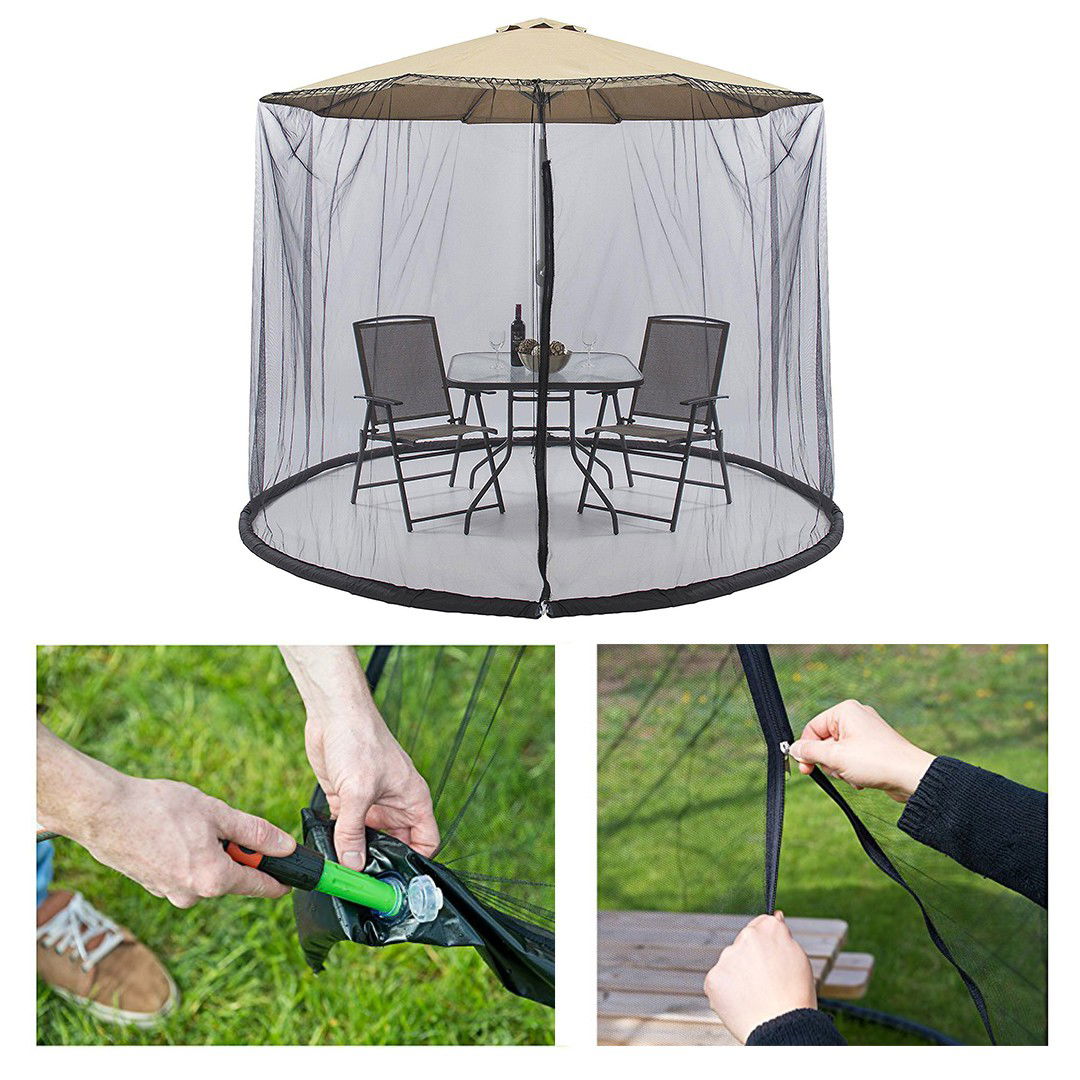 Plasa anti-tantari si insecte Flippy, pentru umbrela de soare, inaltime 2.3, diametru 3 m, negru [5]