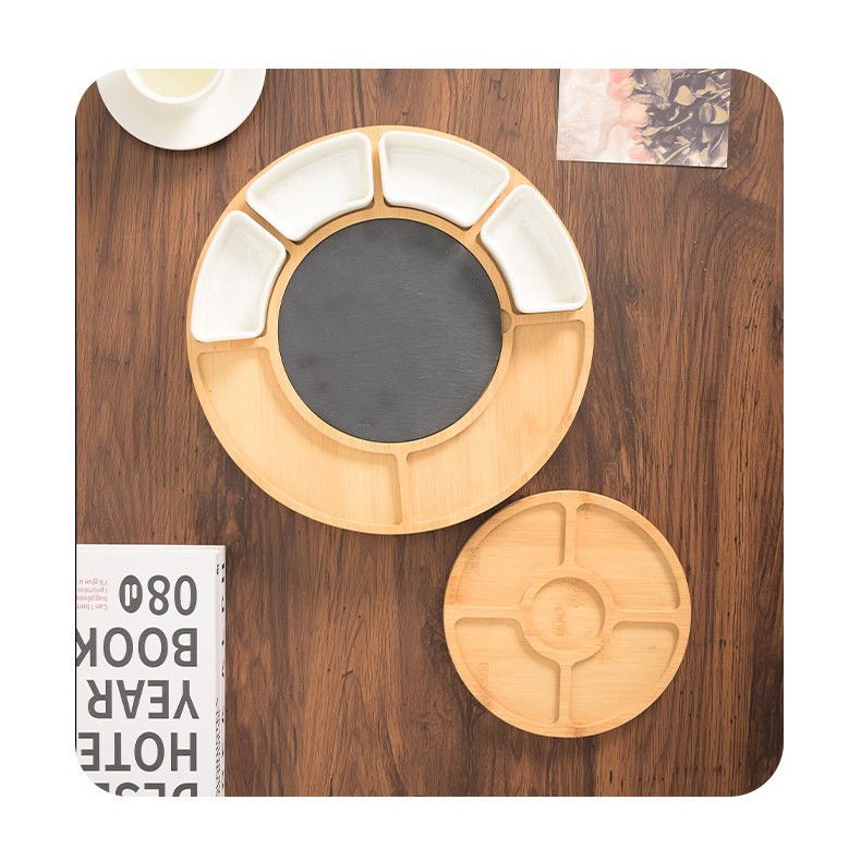 Veselă pentru Masă - Platou Festiv, Flippy, din Lemn, pentru Branzeturi si Aperitive, 18 Piese, Maro