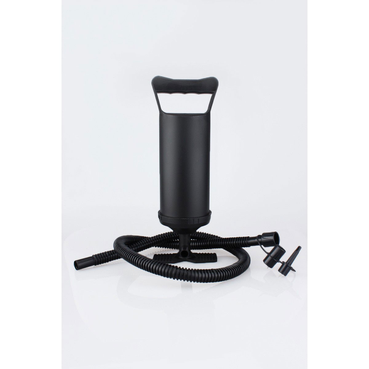 Pompa manuala pentru umflat obiecte gonflabile , colace , saltele , cu 3 adaptori pentru interconectare si furtun, negru, Flippy [8]