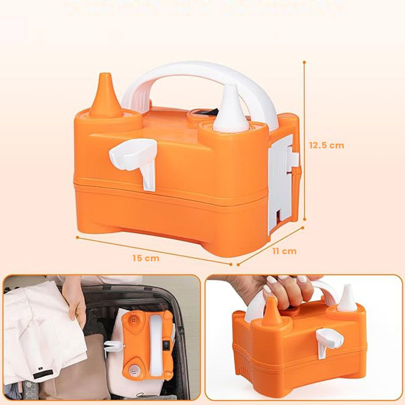 Petrecere - Pompa Electrica de Umflat Baloane, Flippy, cu Doua Iesiri, 220V, Putere 400W, Accesorii petrecere, Portocaliu