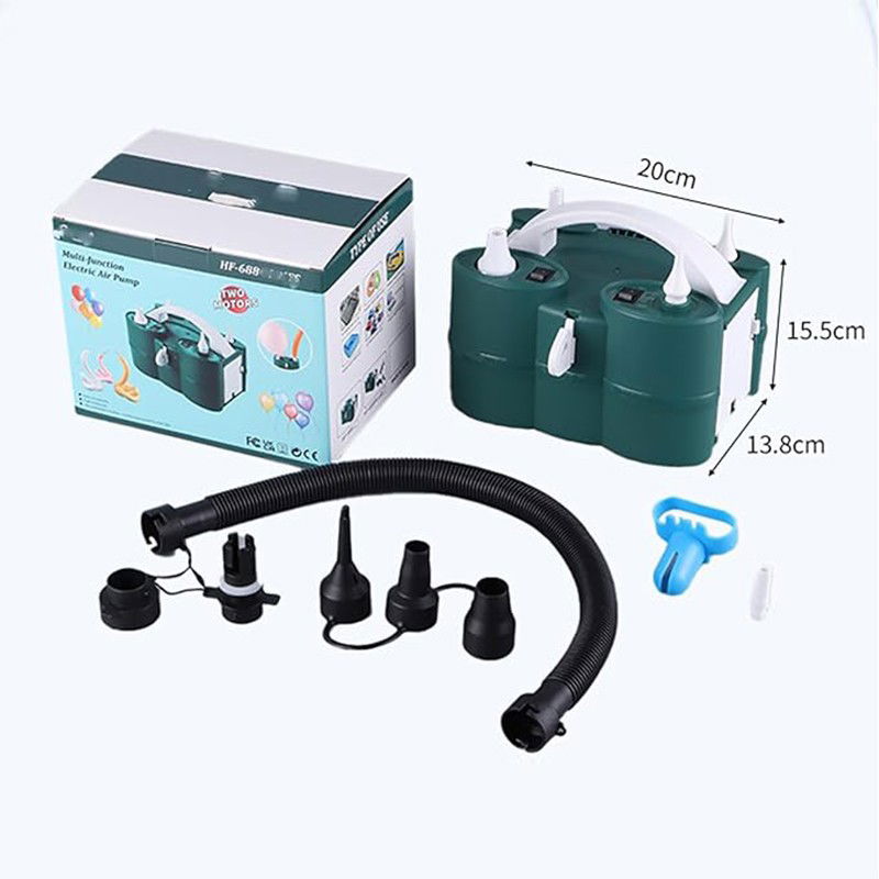 Petrecere - Pompa Electrica de Umflat Baloane, Flippy, cu Doua Iesiri, Accesorii Incluse, 220V, Putere 600W, Accesorii petrecere, Verde