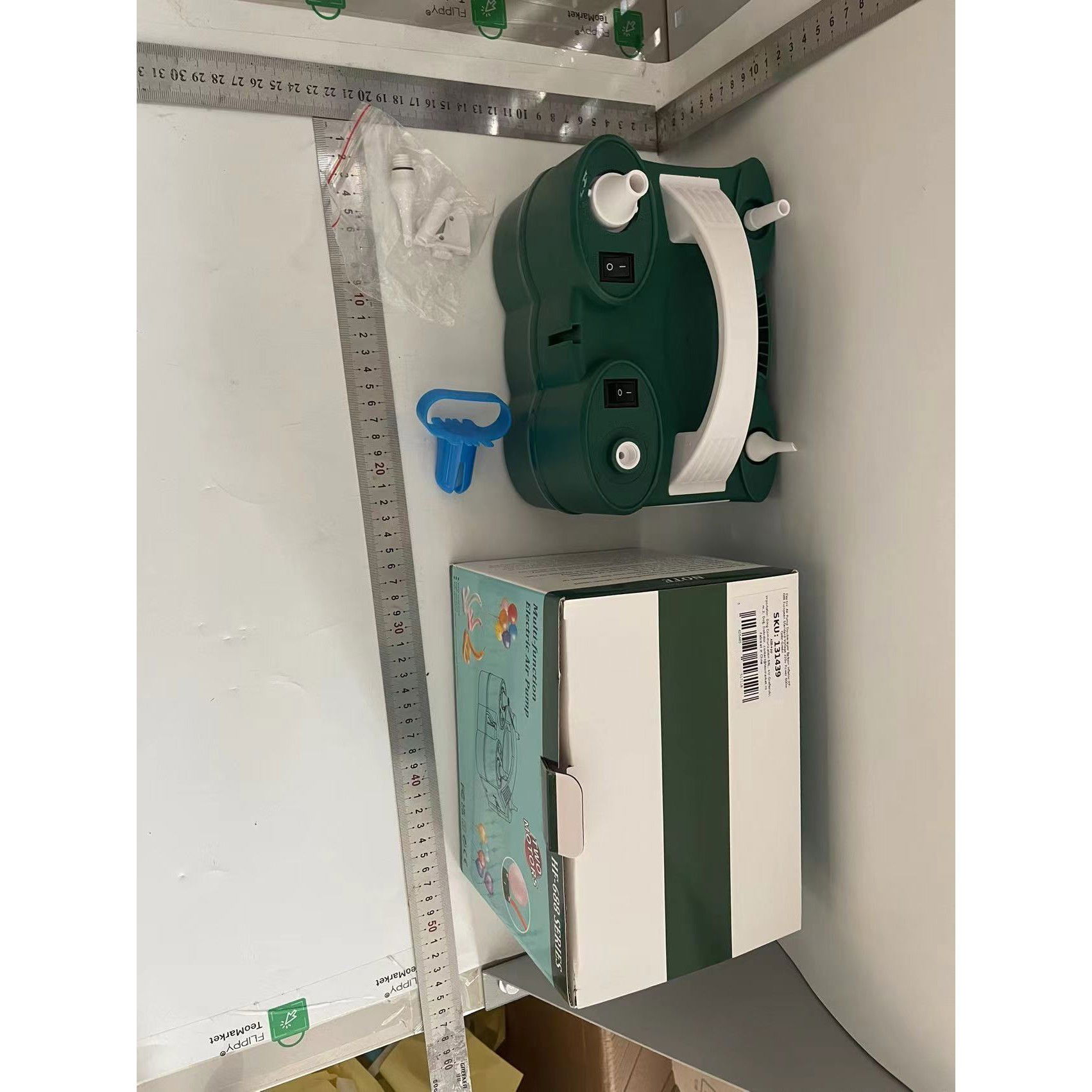 Pompa Electrica de Umflat Baloane, Flippy, cu Doua Iesiri, Accesorii Incluse, 220V, Putere 600W, Accesorii petrecere, Verde [6]