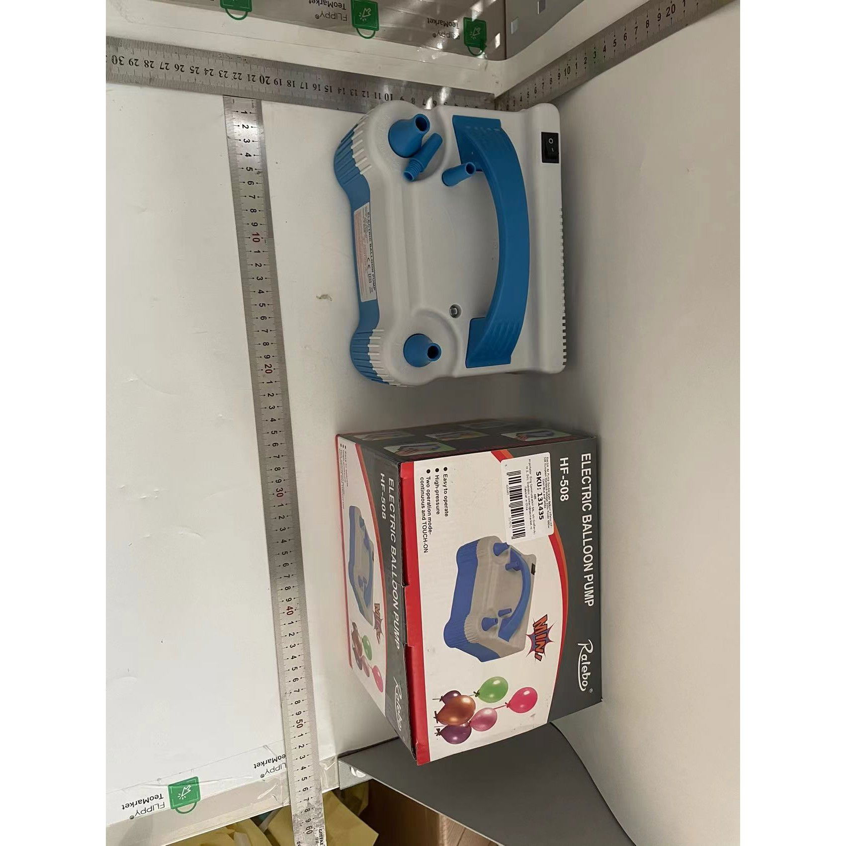 Pompa Electrica de Umflat Baloane, Flippy, cu Doua Iesiri, 220V, Putere 700W, Accesorii petrecere, Albastru-Gri [6]