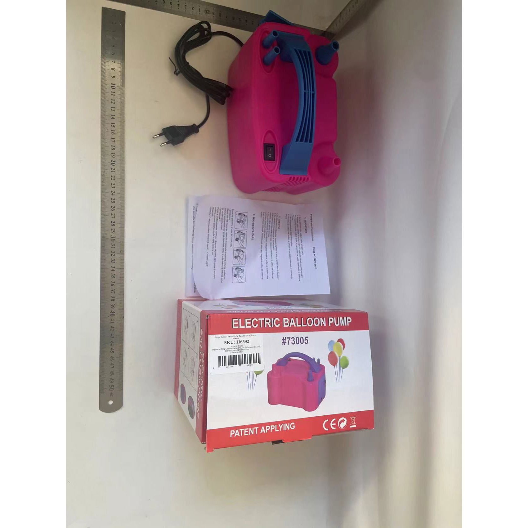 Pompa Electrica Pentru Umflat Baloane, 600 W, Roz cu albastru, [9]