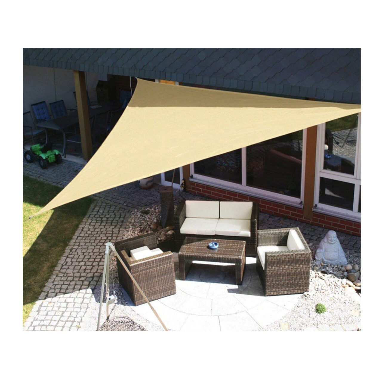 Prelata de soare/ Copertina de tip parasolar pentru terasa si gradina, Flippy, triunghiulara, 2x2x2 m, galbena [3]