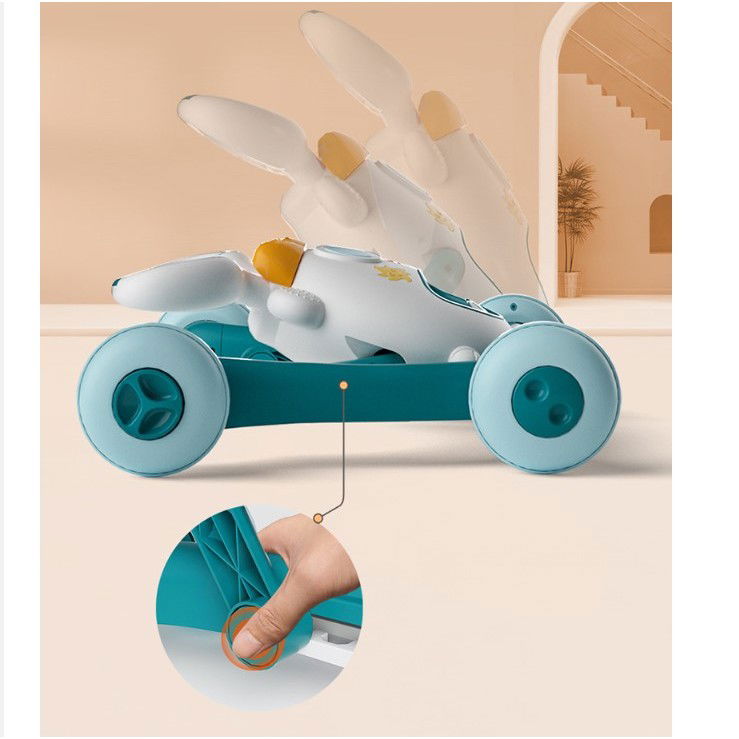 Premergator pentru copii Flippy, pliabil, viteza ajustabila, maner antialunecare, cu lumini si muzica, 46 x 57 cm, loc depozitare jucarii, inaltime ajustabila, albastru [5]