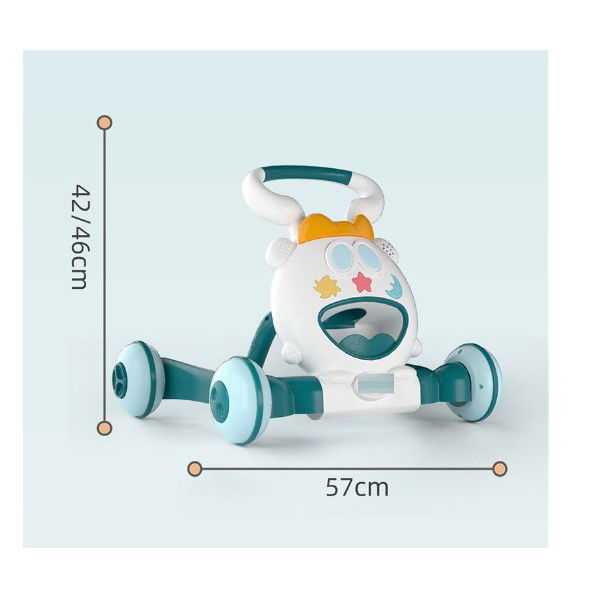 Masinute, Triciclete si Masinute Electrice - Premergator pentru copii Flippy, pliabil, viteza ajustabila, maner antialunecare, cu lumini si muzica, 46 x 57 cm, loc depozitare jucarii, inaltime ajustabila, albastru