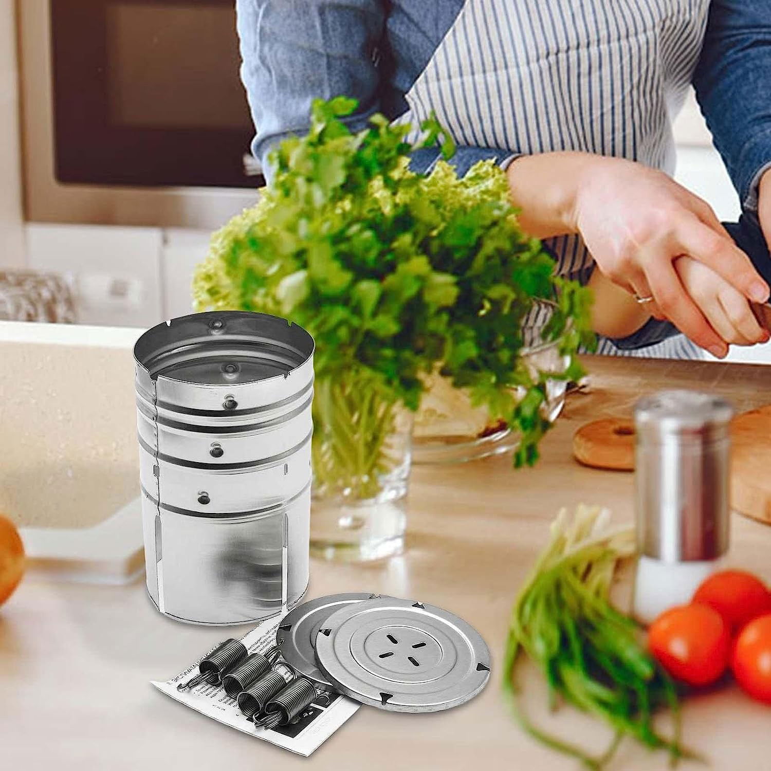 Presa din inox Flippy, pentru preparat sunca presata, cu capac, dimensiune reglabila in 3 trepte, 15 x 15 x 18 cm, argintiu [9]