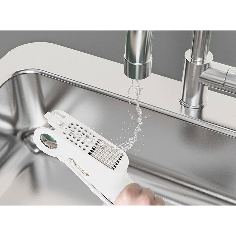 Presa Multifunctionala pentru Usturoi 4in1, Flippy, Presa, Feliator, Desfacator de Borcane, Curatator Fructe/Legume, 22 x 8.8 cm, Alb [4]