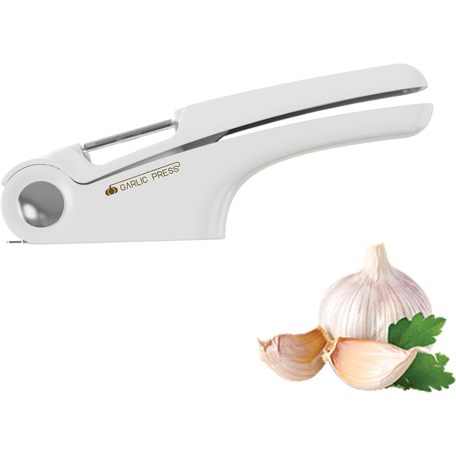 Presa Multifunctionala pentru Usturoi 4in1, Flippy, Presa, Feliator, Desfacator de Borcane, Curatator Fructe/Legume, 22 x 8.8 cm, Alb [3]