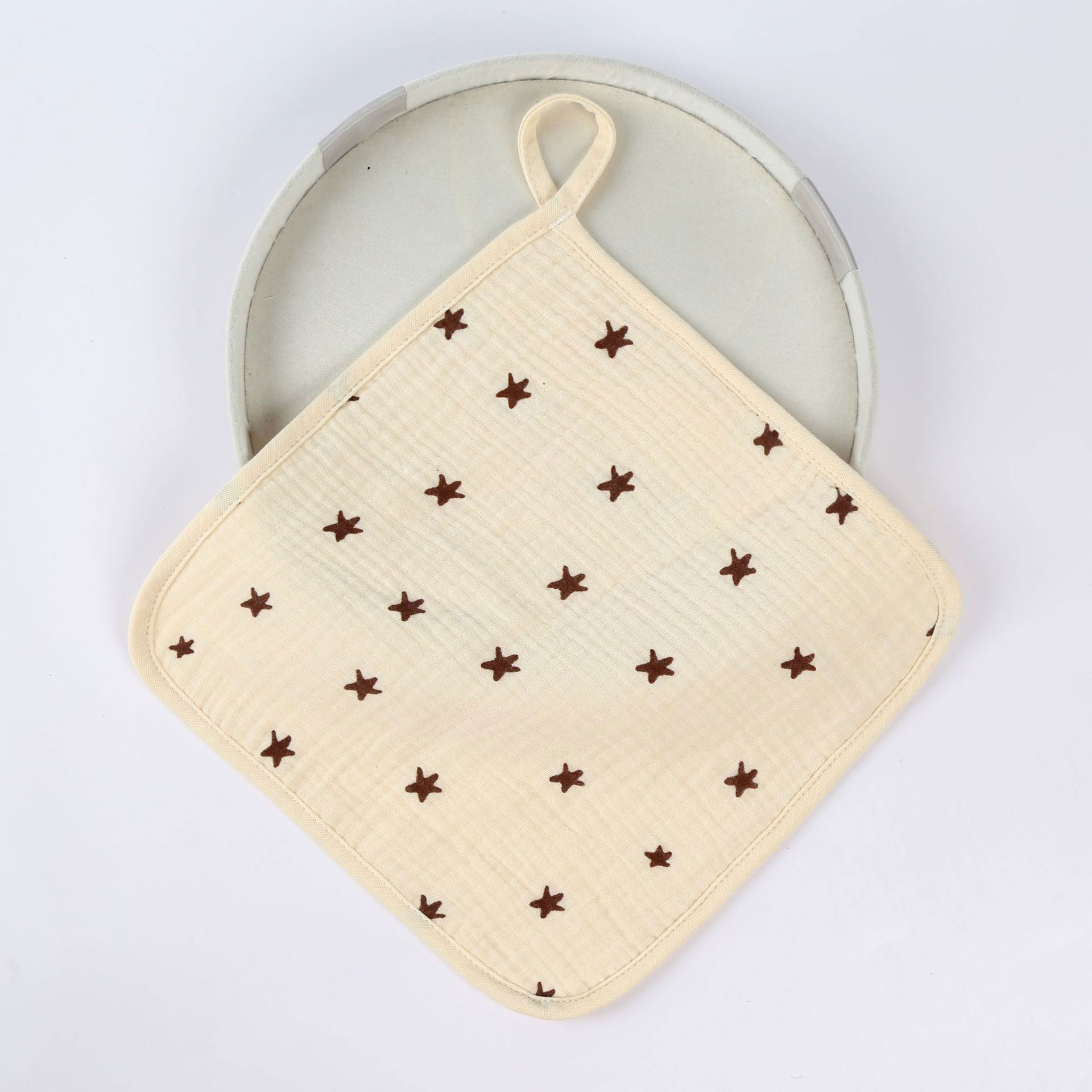 Articole Diverse copii - Prosop Absorbant, Flippy, din Bumbac, 25 x 25 cm, Model Stelute, cu Agatatoare, Bej