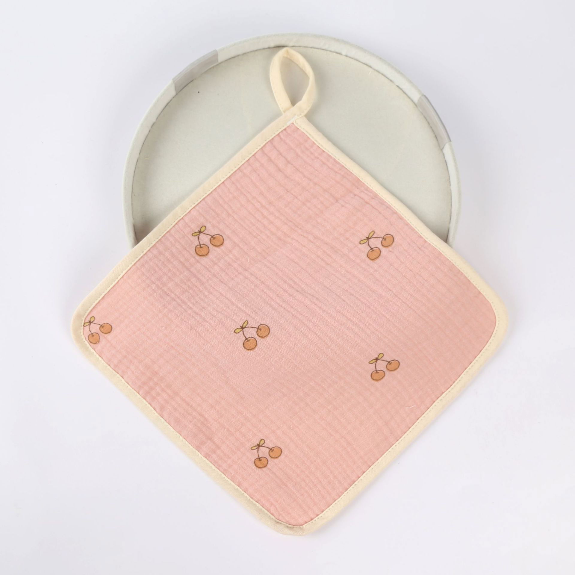 Articole Diverse copii - Prosop Absorbant, Flippy, din Bumbac, 25 x 25 cm, Model Cirese, cu Agatatoare, Roz