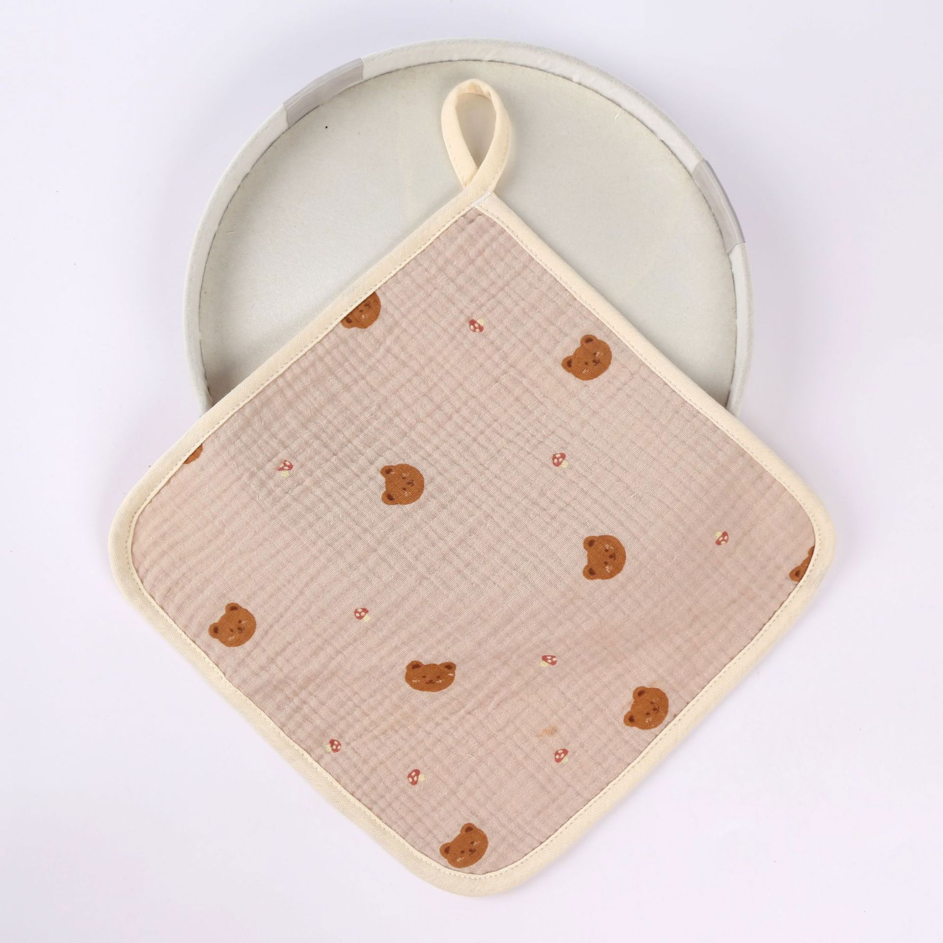 Prosop Absorbant, Flippy, din Bumbac, 25 x 25 cm, Model Ursuleti, cu Agatatoare, Crem [4]