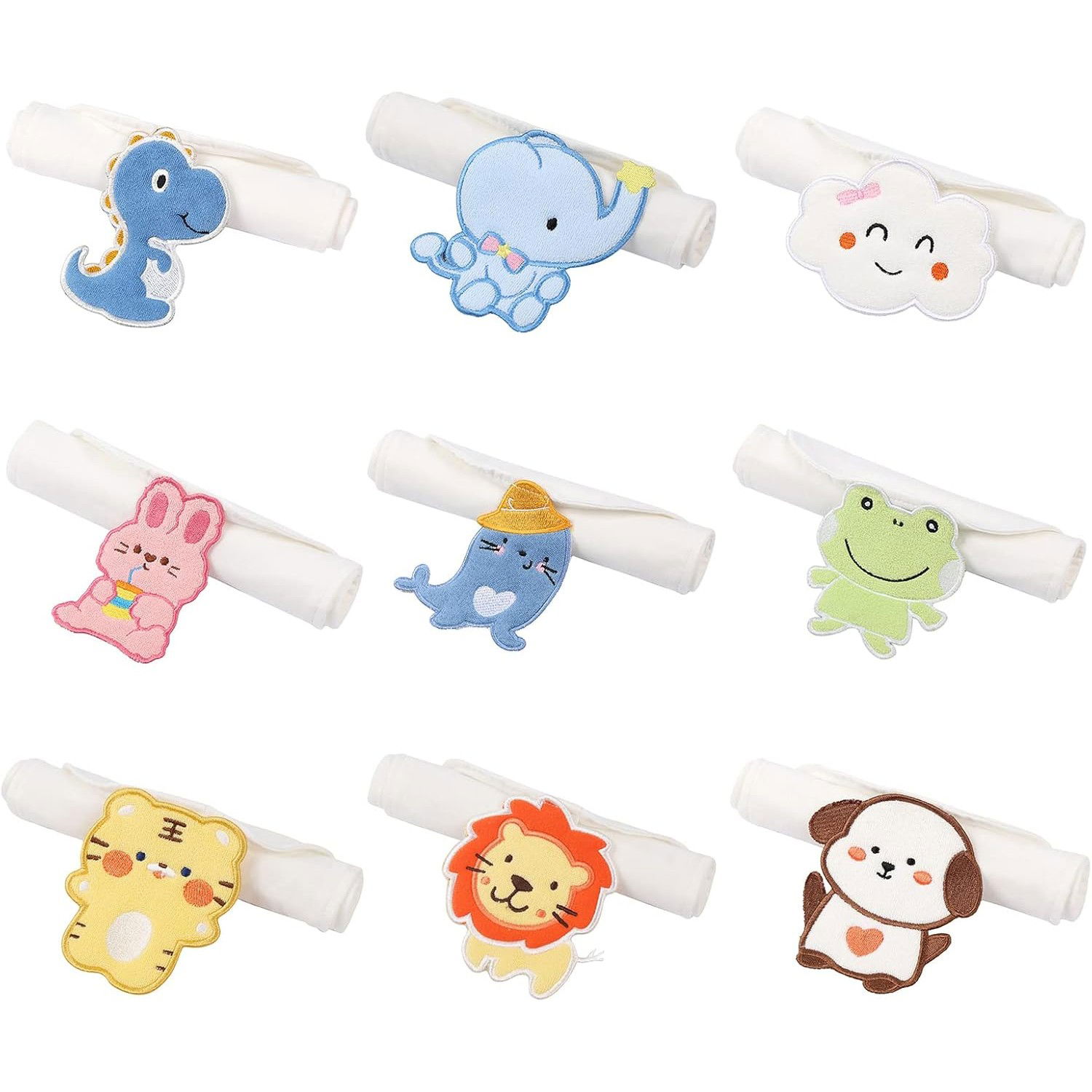 Articole Diverse copii - Prosop Absorbant, Flippy, din Bumbac, pentru Bebelusi, 19x28 cm, Model Dinozaur, Alb