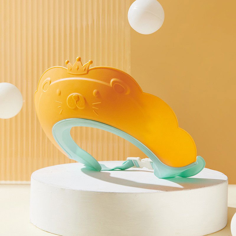 Viziera de Protectie Baie Pentru Copii, Fippy, Model Coronita Leu, Dimensiune ajustabila, Durabil, Usor de curatat, Impotriva Samponului, pentru Ochi si Urechi, TPE+PP, 21x20.5 cm, Portocaliu [11]