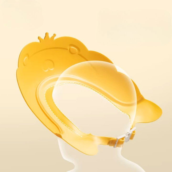 Viziera de Protectie Baie Pentru Copii, Fippy, Model Coronita Leu, Dimensiune ajustabila, Durabil, Usor de curatat, Impotriva Samponului, pentru Ochi si Urechi, TPE+PP, 21x20.5 cm, Galben [3]