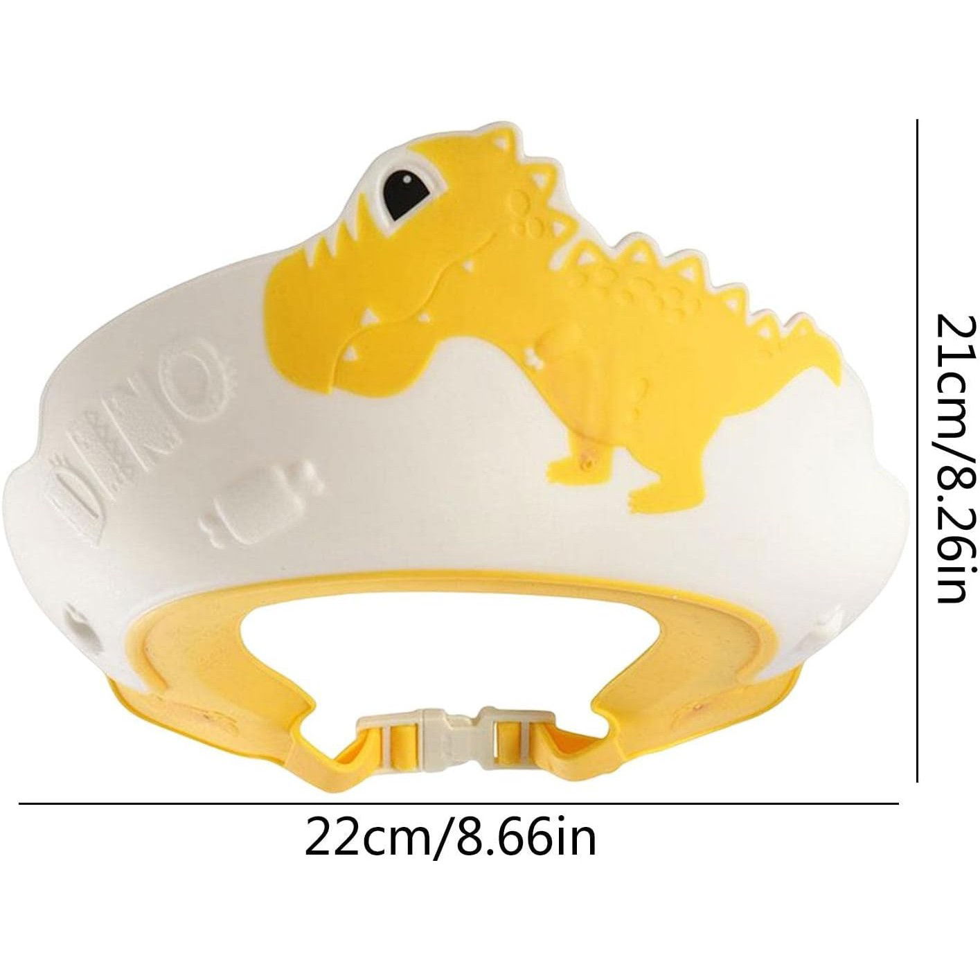 Articole pentru baie - Viziera de Protectie Baie Pentru Copii, Fippy, Model Dinozaur, Dimensiune ajustabila, Durabil, Usor de curatat, Impotriva Samponului, pentru Ochi si Urechi, TPE+PP, 22x21 cm, Galben