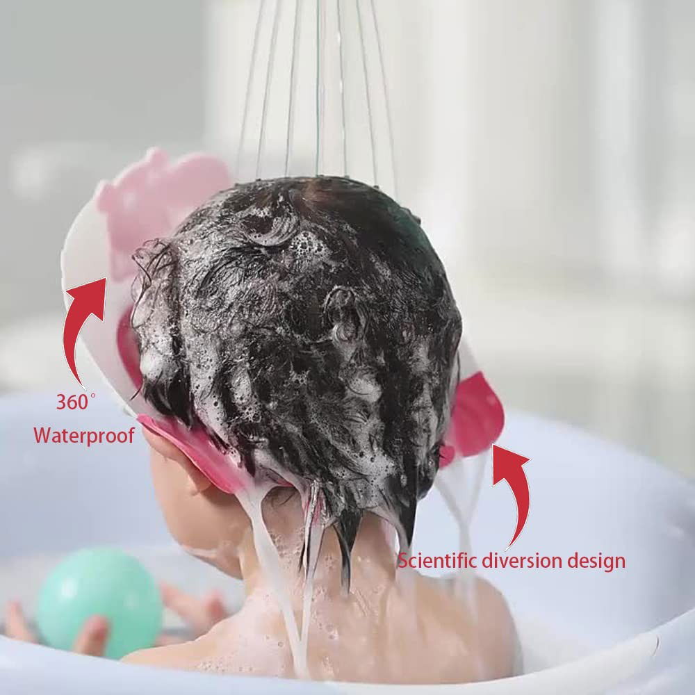 Viziera de Protectie Baie Pentru Copii, Fippy, Model Hipopotam, Dimensiune ajustabila, Durabil, Usor de curatat, Impotriva Samponului, pentru Ochi si Urechi, TPE+PP, 22x21 cm, Rosu [4]