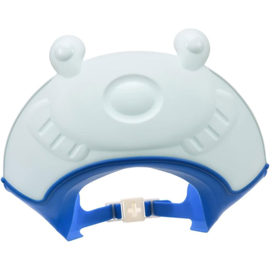 Articole pentru baie - Viziera de Protectie Baie Pentru Copii, Fippy, Model Broasca, Dimensiune ajustabila, Durabil, Usor de curatat, Impotriva Samponului, pentru Ochi si Urechi, TPE+PP, 24x23 cm, Albastru