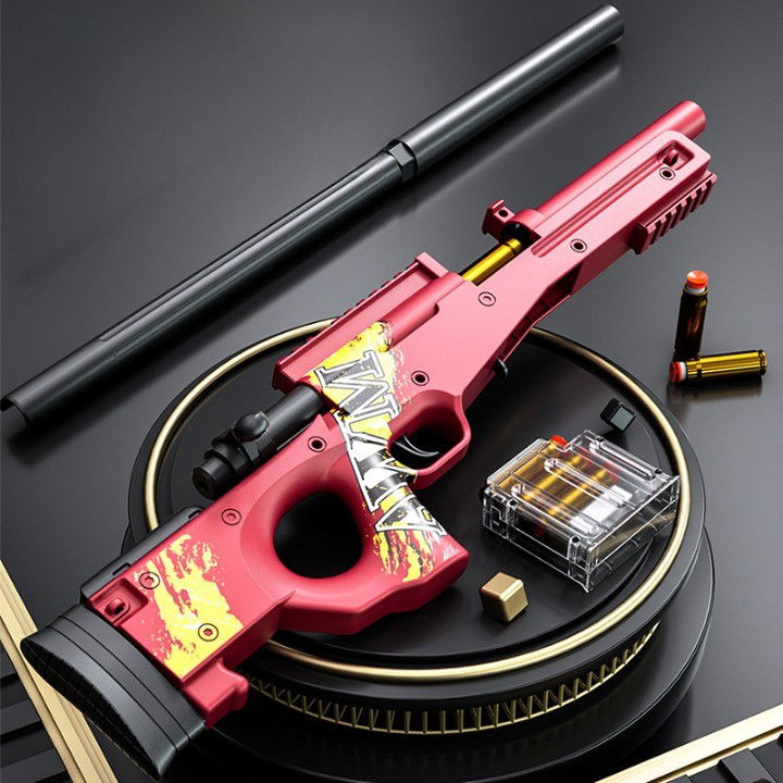 Pusca de Jucarie AWM Ultrarealista, Flippy, Manuala, cu Luneta, 10 de Proiectile din Spuma Moale, 5 Cartuse, 106 cm, 14 ani+, Rosu [5]