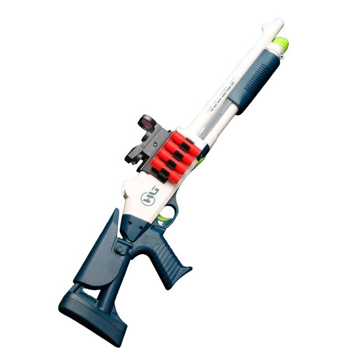 Jucarii si Jocuri - Pusca de Jucarie S686 Ultrarealista, UDL XM1014, Flippy, Manuala, cu Luneta, 10 de Proiectile din Spuma Moale, 5 Cartuse, 80 cm, 8 ani+, Alb