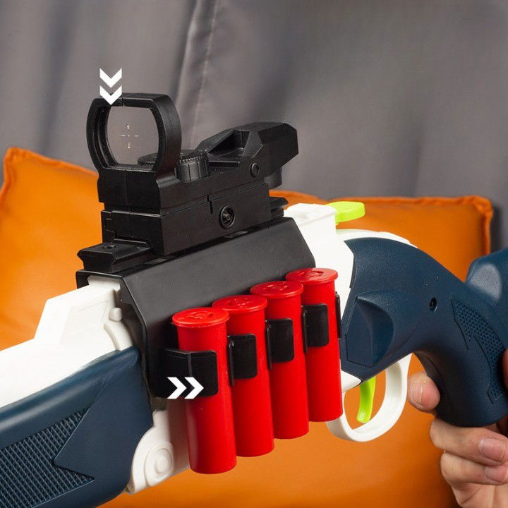 Pusca de Jucarie S686 Ultrarealista, UDL XM1014, Flippy, Manuala, cu Luneta, 10 de Proiectile din Spuma Moale, 5 Cartuse, 80 cm, 8 ani+, Alb [5]