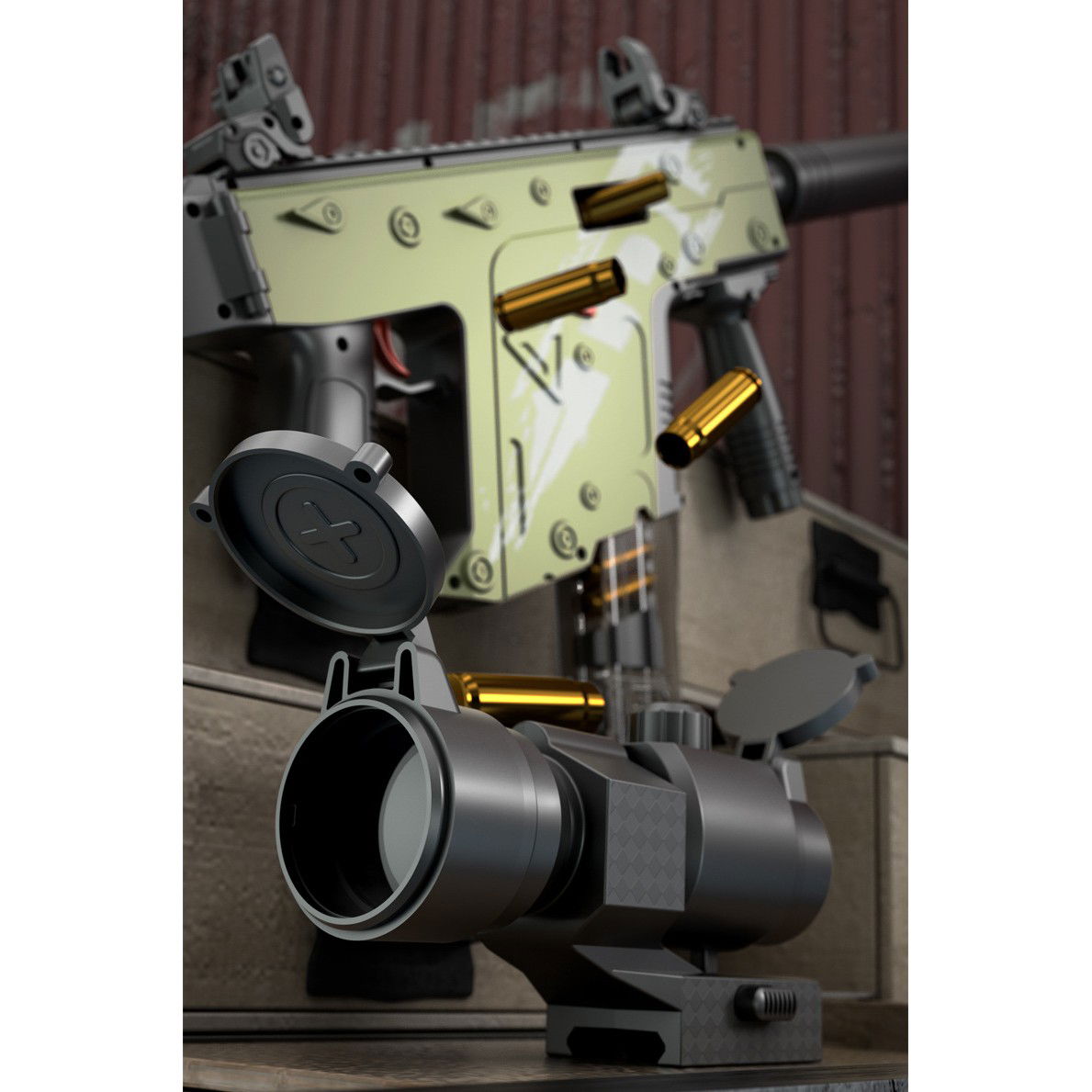 Pusca de Jucarie Cameleon Ultrarealista, Flippy, cu Luneta, 20 de Proiectile din Spuma Moale, 10 Cartuse, 80 cm, 8 ani+, Verde [6]