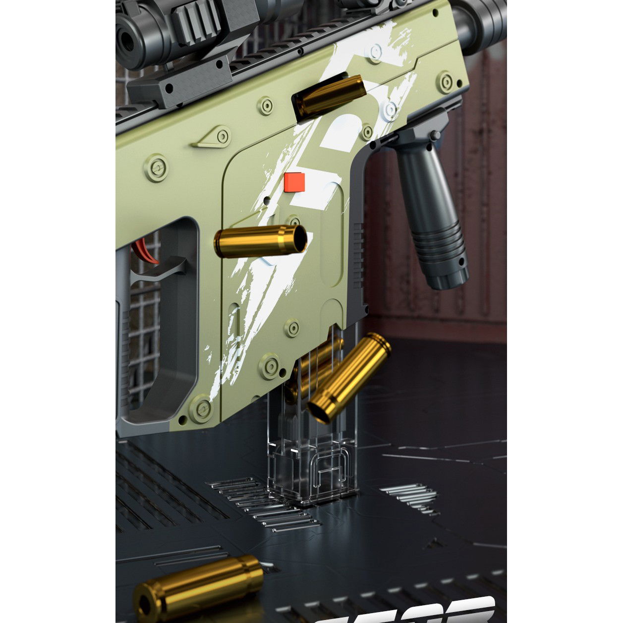 Pusca de Jucarie Cameleon Ultrarealista, Flippy, cu Luneta, 20 de Proiectile din Spuma Moale, 10 Cartuse, 80 cm, 8 ani+, Verde [7]