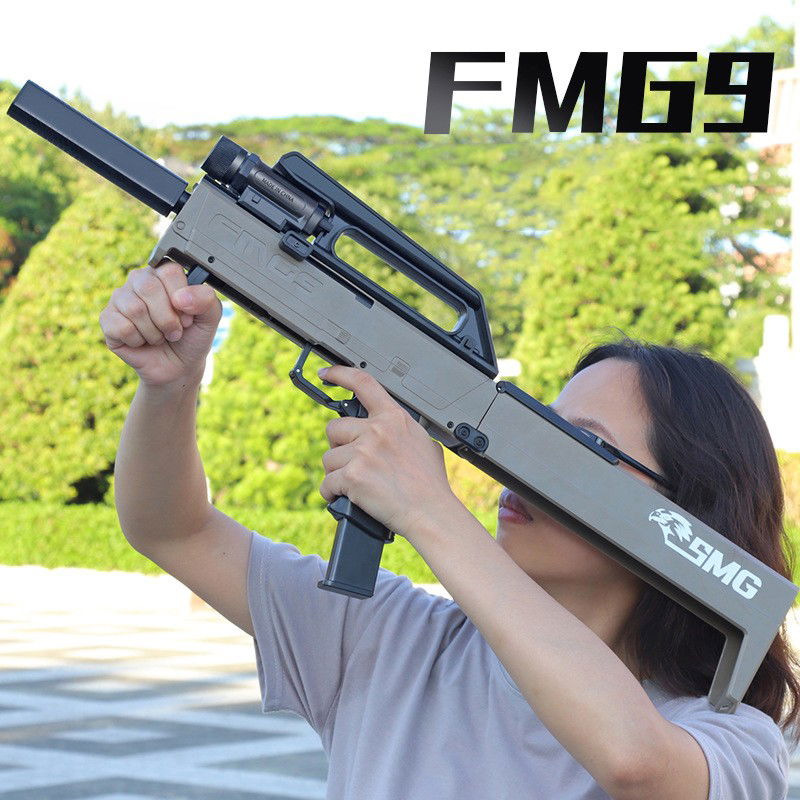 Pusca Mitraliera de Jucarie Pliabila, Flippy, cu 10 Gloante Moi Reutilizabile de Gel incluse, Varsta 14+, 69 x 35 x 5 cm, Maro deschis [6]