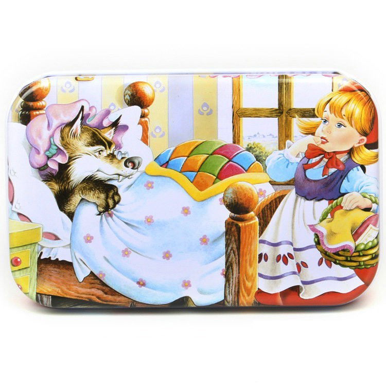 Puzzle 60 de Piese din Lemn in Cutie Metalica, Flippy, Model Scufita Rosie, Educativ, Dezvoltare Abilitati Cognitive, pentru Prescolari, 22.5x13.5 cm, Multicolor [5]