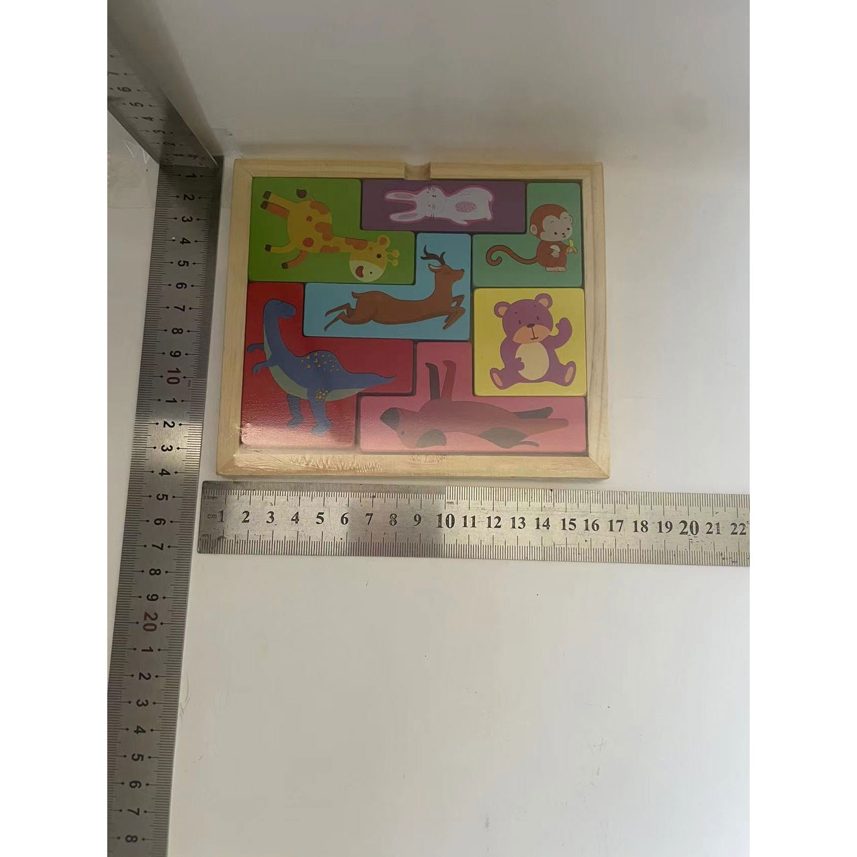 Puzzle din Lemn Flippy, Tip Tetris, +4 Ani, cu Animale Colorate 3D, 7 Piese, Multicolor [8]