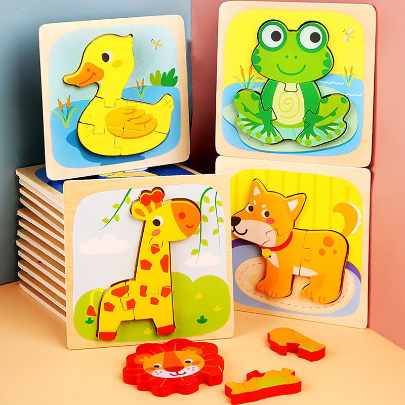 Puzzle Montessori din Lemn pentru Copii, Flippy, 3D, 0-3 Ani, Model Ratusca, Educativ, Intuitiv, Creativ, 5 Piese, 15x15x0.5 cm, Multicolor [13]